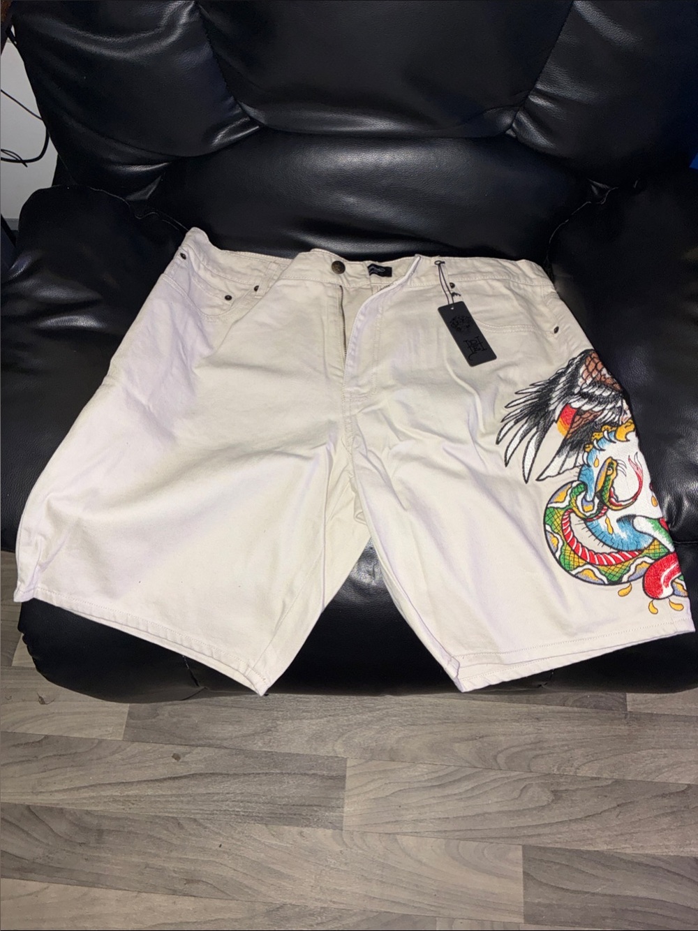 Ed Hardy White Men's Denim Shorts